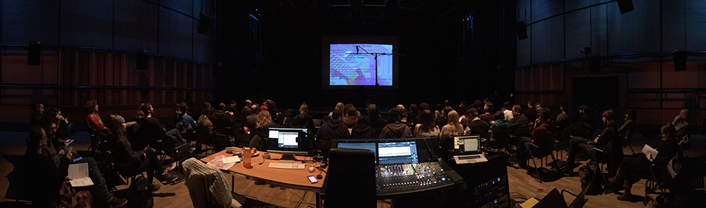 The audience arriving at ZKM for a preview performance